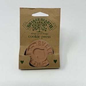 Vintage Shaker Hearth Terra Cotta Cookie Stamp Press Fresh Baked/❤️White Handle